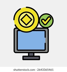 Icon crypto accepted. Crypto currency elements. Icon in filled line style.