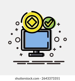 Icon crypto accepted. Crypto currency elements. Icon in MBE style.