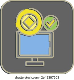 Icon crypto accepted. Crypto currency elements. Icon in embossed style.