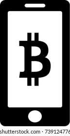 Icon crypto bitcoin on smartphone vector