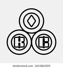 Icon crypto currency. Cashless society elements. Icon in line style.