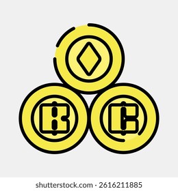 Icon crypto currency. Cashless society elements. Icon in filled line style.