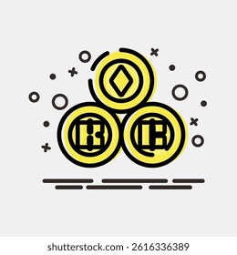 Icon crypto currency. Cashless society elements. Icon in MBE style.