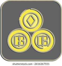 Icon crypto currency. Cashless society elements. Icon in embossed style.
