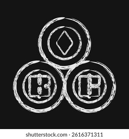 Icon crypto currency. Cashless society elements. Icon in chalk style.