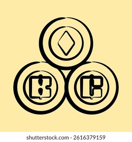 Icon crypto currency. Cashless society elements. Icon in hand drawn style.