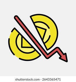Icon crypto halving. Crypto currency elements. Icon in filled line style.