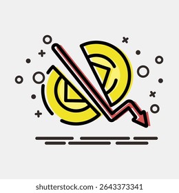 Icon crypto halving. Crypto currency elements. Icon in MBE style.