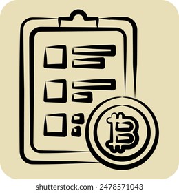 Icon Crypto Report. related to Cryptography symbol. hand drawn style. simple design illustration