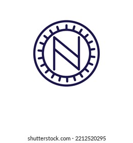  de la colección cryptocurrency. Línea delgada, moneda criptográfica, icono de contorno futurista aislado en fondo blanco. Signo vectorial de línea, símbolo para web y móvil