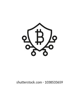 Icon of cryptocurrency spreading. Shield, protection, networking. Cryptocurrency concept. Can be used for topics like saving digital money, finance, investment