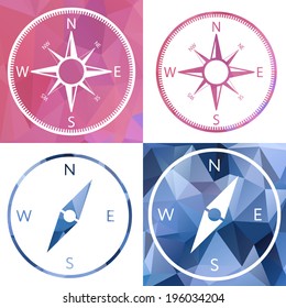 icon in crystal style. compass. two kinds of icons