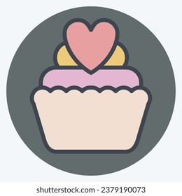 Icon Cup Cake. related to Valentine Day symbol. color mate style. simple design editable. simple illustration