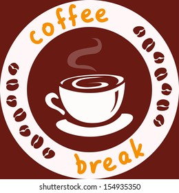 icon with a cup of coffee and beans. vector illustration