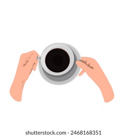 icono de una taza de café en la mano sin fondo