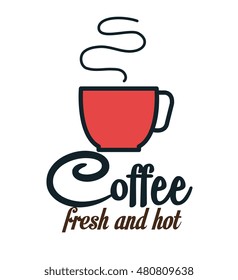 icon cup coffee hot fresh design
