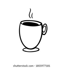 Icon of a cup of coffee. Outline image with a cup of tea on white background. Vector illustration.