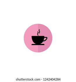 Icon cup of coffee in a pink circle