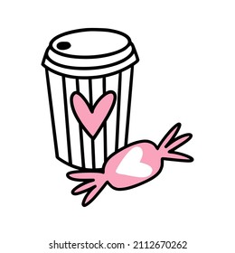 An icon of cup of coffee and sweet. 