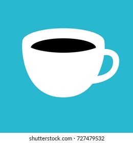 Icon with Cup of Coffee. Vector Illustration. Flat Style. Decorative Design for Cafeteria, Posters, Banners, Cards