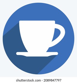 Icon Cup - Long Shadow Style - Simple illustration,Editable stroke,Design template vector, Good for prints, posters, advertisements, announcements, info graphics, etc.