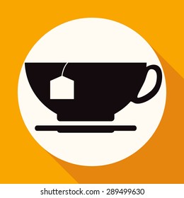 Icon cup on white circle with a long shadow