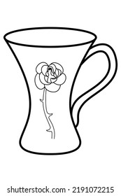 Icon cup for tea or coffee with a drawing of a rose