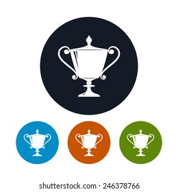 Icon cup of winner,  four types of colorful round icons  trophy cup  , vector illustration