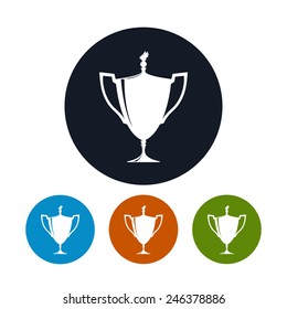 Icon cup of winner,   four types of colorful round icons  trophy cup  , vector illustration