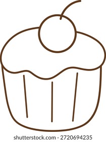 Un icono de un cupcake con una cereza en la parte superior.