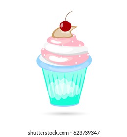 Icon of a cupcake with cream on a white background.