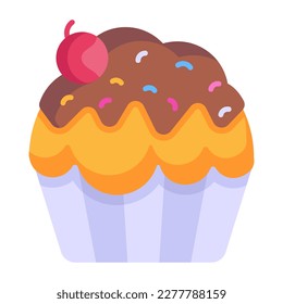 Ein Symbol eines Cupcakes in flachem Design 