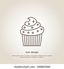 Icon cupcake. Line style. Flyer or postcard. Vector illustration.