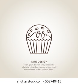 Icon cupcake. Line style. Flyer or postcard. Vector illustration.