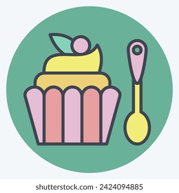 Icon Cupcake. related to Fast Food symbol. color mate style. simple design editable. simple illustration