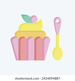 Icon Cupcake. related to Fast Food symbol. flat style. simple design editable. simple illustration