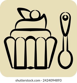 Icon Cupcake. related to Fast Food symbol. hand drawn style. simple design editable. simple illustration