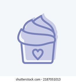 Icon Cupcake. suitable for Bakery symbol. two tone style. simple design editable. design template vector. simple illustration
