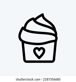 Icon Cupcake. suitable for Bakery symbol. line style. simple design editable. design template vector. simple illustration
