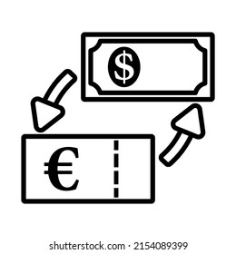 Icon Of Currency Exchange. Bold outline design with editable stroke width. Vector Illustration.