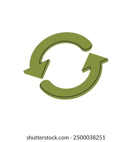 Icon of currency exchange. Circle with spin arrows. Sign of repeat, reverse, reuse, recycle, renew. Symbol of change money, sync, rotate, reload. Flat isolated vector illustration on white background