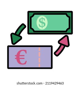 Icon Of Currency Exchange. Editable Bold Outline With Color Fill Design. Vector Illustration.