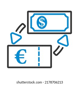 Icon Of Currency Exchange. Editable Bold Outline With Color Fill Design. Vector Illustration.