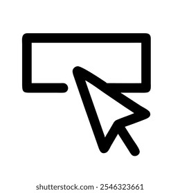Icon of a cursor clicking a button, symbolizing digital interactions or UI actions.