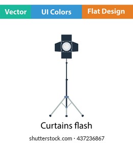 Icon of curtain light. Flat color design. Vector illustration.