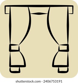 Icon Curtain. related to Home Decoration symbol. hand drawn style. simple design editable. simple illustration