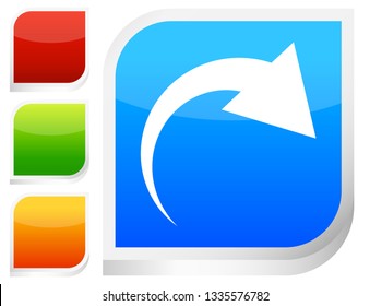 Icon with curved arrow. Fold, twist, rotate concept icon