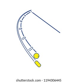 Icon of curved fishing tackle. Thin line design. Vector illustration.