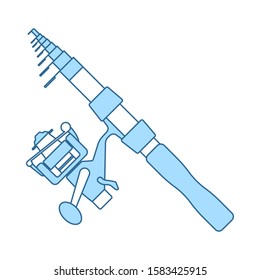 Icon Of Curved Fishing Tackle. Thin Line With Blue Fill Design. Vector Illustration.