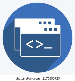 Icon Custom Coding. suitable for Programming symbol. long shadow style. simple design editable. design template vector. simple symbol illustration